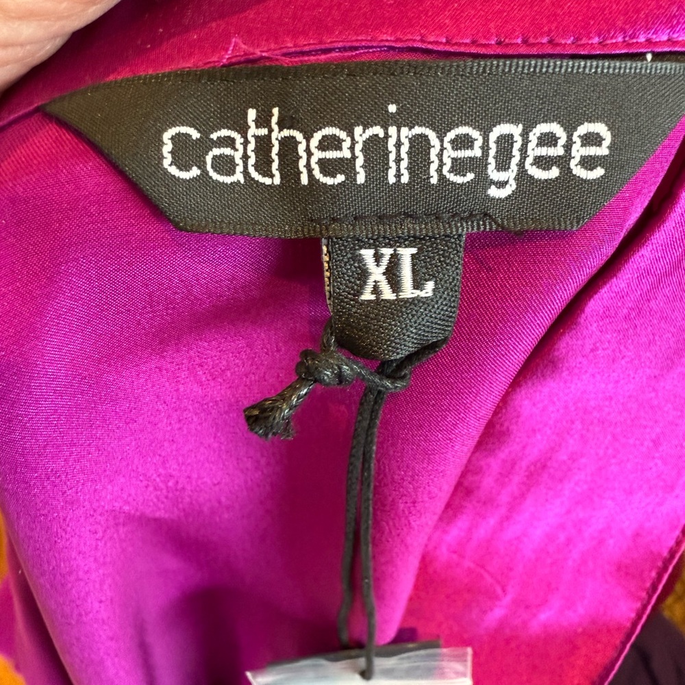 Catherine Gee NWT Daria French Cuff Silk  Blouse 100% Silk Charmeuse Orchid XL - Picture 9 of 11